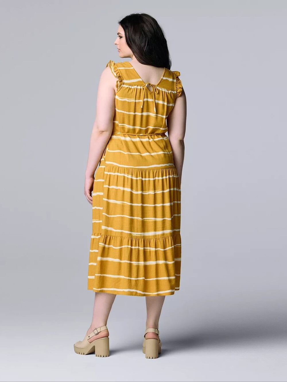 Mustard Boho Linen Blend Dress - Picture 2 of 10
